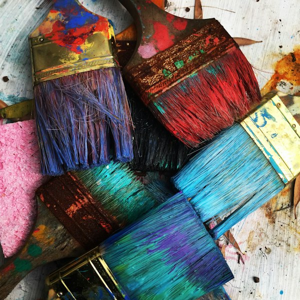 Paint brushes in studio
